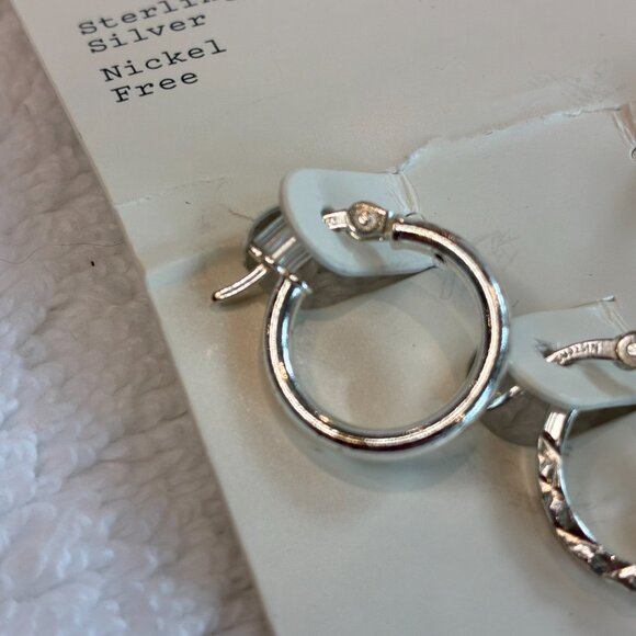 NWT A.New Day Sterling Silver Mini Hoop Earrings Jewelry - Picture 3 of 6